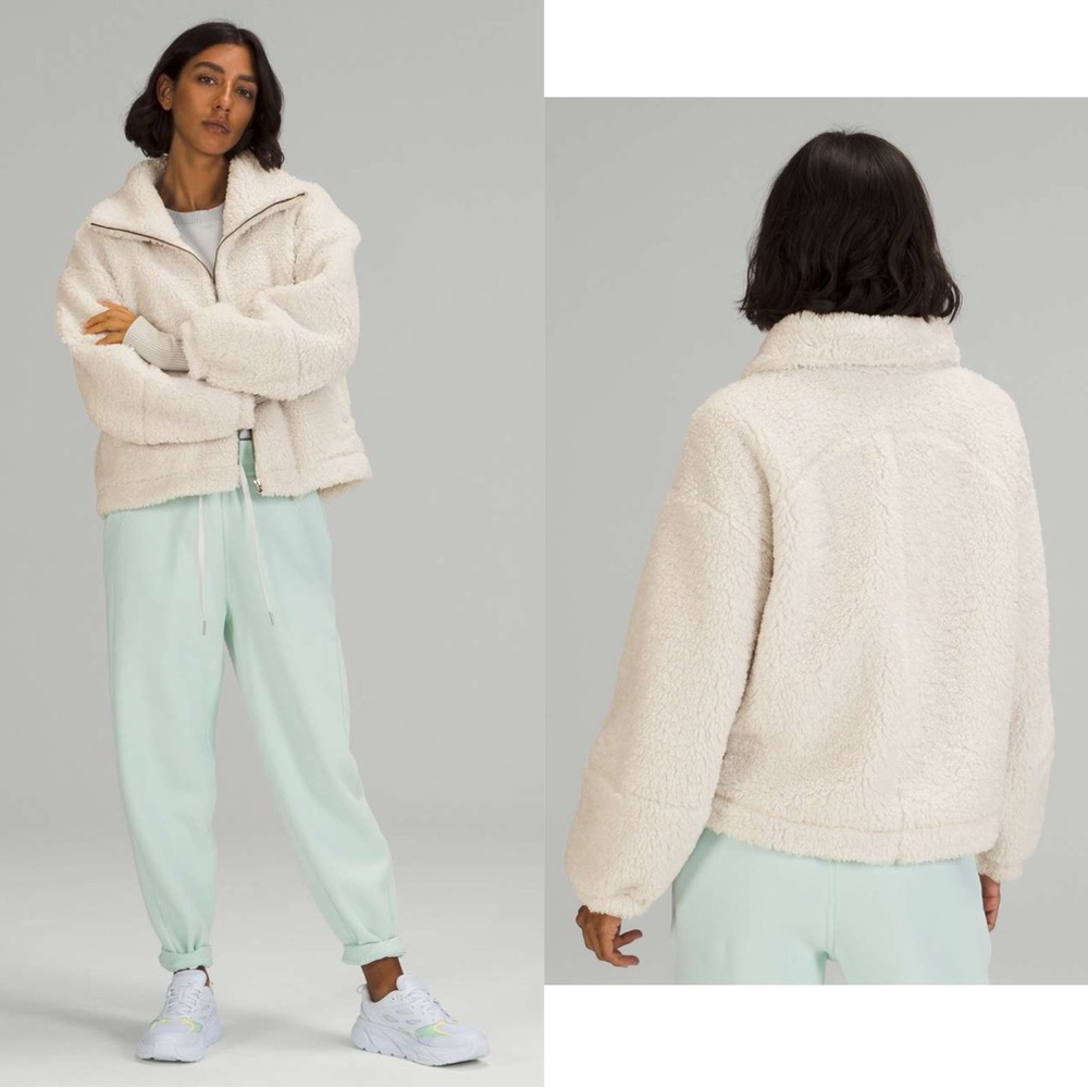 Lululemon Cinchable‎ Fleece Zip-Up White Opal W3FBIS Size 8